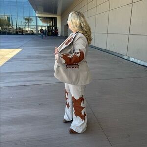 Fashion Nova Beige and Brown Pantsuit